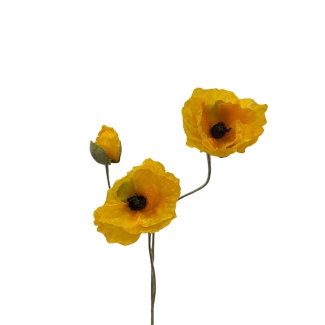 Yellow Poppy Artificial Flower | Length ± 75 centimetre | Papaver Somniferum Artificial Flowers | Per  artificial flower