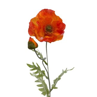 Arti Flora Papaver Somniferum Kunstbloem | Kleur: Oranje | Lengte ± 75 centimeter | Per kunstbloem