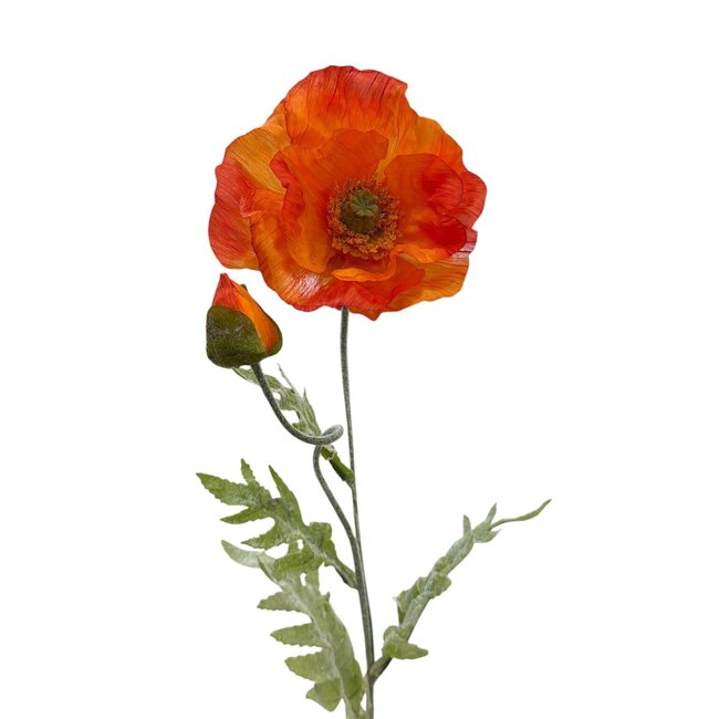 Papaver Somniferum Kunstbloem | Kleur: Oranje | Lengte ± 75 centimeter | Per kunstbloem