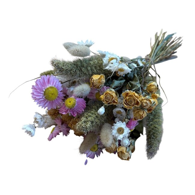Boeket Droogbloemen “Summer Vibe Yellow” | Kleur: Gemengde Kleuren | Lengte ± 40 centimeter | Met gele, roze en naturel bloemen | Per boeket