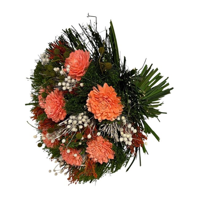 Boeket Droogbloemen “Sevilla Salmon” | Kleur: Gemengde Kleuren | Lengte ± 30 centimeter | Met zalmkleurige en witte bloemen | Per boeket