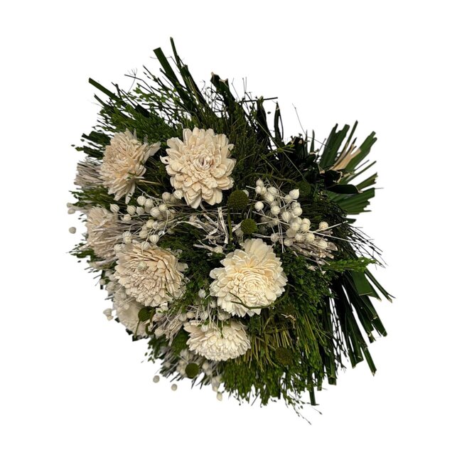 Boeket Droogbloemen “Valencia White” | Kleur: Gemengde Kleuren | Lengte ± 30 centimeter | Met Natuurlijk Witte bloemen | Per boeket