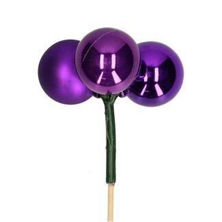 4A Lila Weihnachtskugel-Stecker | Trio Weihnachtskugel-Mix | Durchmesser Weihnachtskugel 4 centimeter | Länge Stecker ± 50 centimeter | Pro 10 Stecker