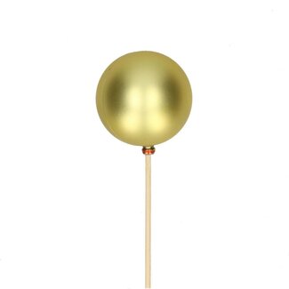 4A Kerstbal op stok | Kleur: Mat Goud | Diameter kerstbal 6 centimeter | Lengte bijsteker ± 50 centimeter | Kerst Decoratie | Per 25 bijstekers