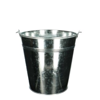 4A Zinken Emmer Bloempot Plantenpot | Kleur: Zilverkleurig | Diameter 20 centimeter | Hoogte 18.5 centimeter | Per 5 emmers