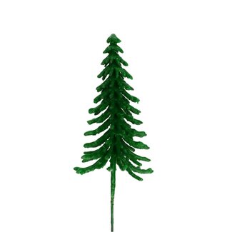 4A Kerstboom bijsteker Picea Wax | Kleur: Groen | Kerst Decoratie | Diameter 9 centimeter | Hoogte 17 centimeter | Per 12 bijstekers