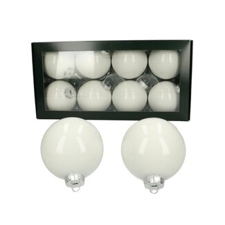 4A Kerstbal Bijsteker | Kleur: Pearl Naturel Wit | Diameter kerstbal 80 millimeter | Kerst Decoratie | Per 8 bijstekers