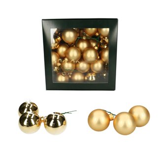 4A Kerstbal Bijsteker | Kleur: Goud | Matte en glanzende ballen | Diameter kerstbal 40 millimeter | Inhoud 36 bijstekers | Kerst Decoratie | Per doos