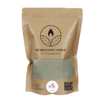 4A Kaarsenzand Pearlsand Jasmijngeur | Kleur: Lichtgroen | Gewicht 400 gram | Inclusief 4 lonten | Per zak