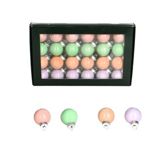 4A Pearl Kerstballen | Kleur: Gemengde Kleuren | Diameter 25 millimeter | Per 24 kerstballen
