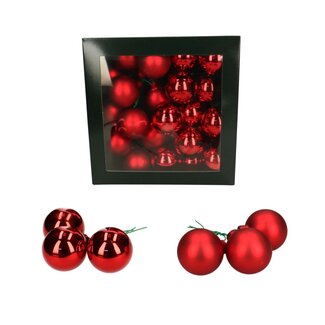 4A Kerstballen | Kleur: Rood | Glimmende en Matte Ballen | Diameter 40 millimeter | Per 36 kerstballen
