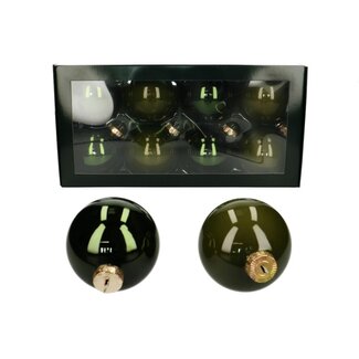 4A Pearl Kerstballen | Kleur: Groen | Diameter 80 millimeter | Per 8 kerstballen