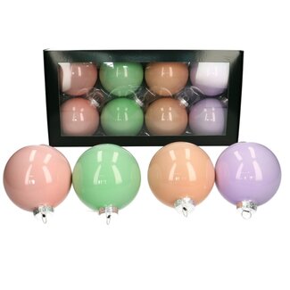 4A Pearl Kerstballen | Kleur: Gemengde Kleuren | Kerst Decoratie | Diameter 8 centimeter | Per 8 kerstballen