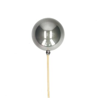 4A Pearl Kerstbal Bijsteker | Kleur: Grijs | Kerst Decoratie | Lengte bijsteker ± 50 centimeter | Diameter kerstbal 6 centimeter | Per 25 bijstekers