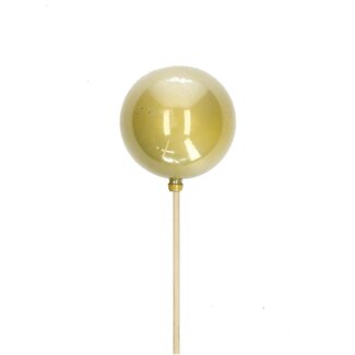 4A Pearl Kerstbal Bijsteker | Kleur: Goud | Kerst Decoratie | Lengte bijsteker ± 50 centimeter | Diameter kerstbal 6 centimeter | Per 25 bijstekers