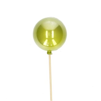 4A Pearl Kerstbal Bijsteker | Kleur: Lichtgroen | Kerst Decoratie | Lengte bijsteker ± 50 centimeter | Diameter kerstbal 6 centimeter | Per 25 bijstekers