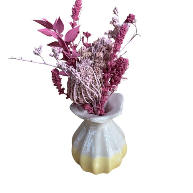 Boeket Roze Droogbloemen "Mini" | Kleur: Roze | inclusief vaas | Lengte ± 15 centimeter | Per boeket
