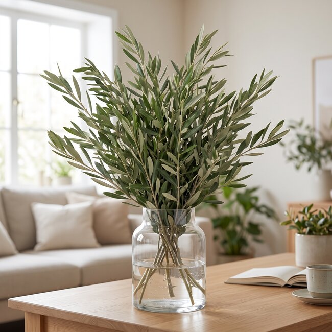 Verse Olijftakken uit Italië | Kleur: Natuurlijk Groen | Verse Bloemen | Lengte ± 70 centimeter | Gewicht ± 350 gram | Per bos