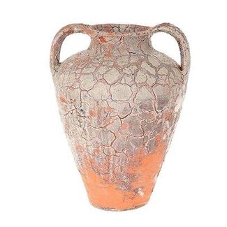 HBXD Vaas met Handvatten “Hars” | Kleur: Terracotta | Woondecoratie | Hoogte 36 centimeter | Diameter 28 centimeter | Per vaas