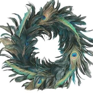HBXD Krans “Eye Peacock Feather” | Kleur: Blauw | Kerstdecoratie | Diameter 55 centimeter | Per krans