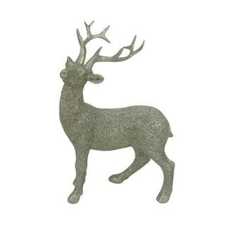 HBXD Hert “Norrin Standing” | Kleur: Goud | Kerstdecoratie | Lengte 12.5 centimeter | Breedte 9.5 centimeter | Hoogte 18 centimeter | Per hert