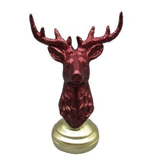 HBXD Deer head on stand “Halo" | Colour: Bordeaux red | Christmas decoration | Length 18 centimetres | Width 10 centimetres | Height 25 centimetres | Per 2 deer