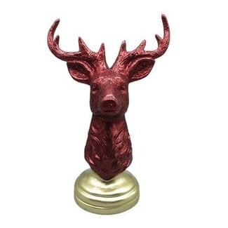 HBXD Hert “Halo on Base” | Kleur: Bordeauxrood | Kerstdecoratie | Lengte 24 centimeter | Breedte 15 centimeter | Hoogte 36.5 centimeter | Per hert