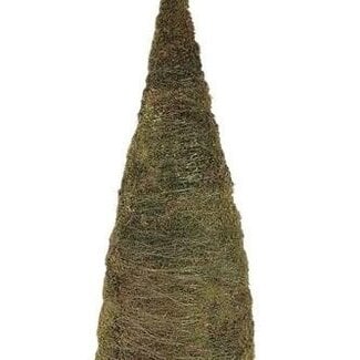 HBXD Decoratiekegel “Flat Moss” | Kleur: Bruin Groen | Kerstdecoratie | Hoogte 100 centimeter | Diameter 35 centimeter | Per 2 kegels