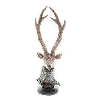 HBXD Deer on Stand “Nordan” | Colour: Brown | Christmas decoration | Length 11 centimetres | Width 11 centimetres | Height 31 centimetres | Pack of 2 deer