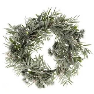 HBXD Krans “Polar Frosty” | Kleur: Groen Wit | Kerstdecoratie | Hoogte 8 centimeter | Diameter 50 centimeter | Per 2 kransen