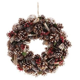 HBXD Krans “Frostberry” | Kleur: Rood | Kerstdecoratie | Hoogte 9 centimeter | Diameter 38 centimeter | Per krans