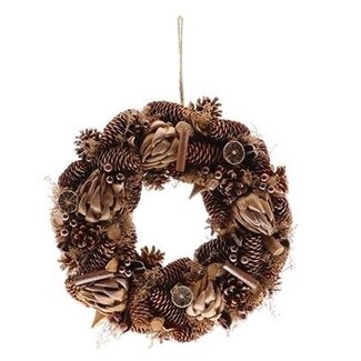 HBXD Krans “Solana” | Kleur: Bruin | Kerstdecoratie | Hoogte 9 centimeter | Diameter 38 centimeter | Per krans