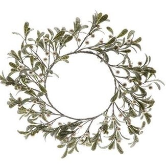 HBXD Krans “Mistletoe With Pearl” | Kleur: Groen | Kerstdecoratie | Hoogte 10 centimeter | Diameter 40 centimeter | Per 2 kransen