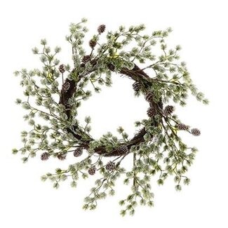HBXD Krans “Snowy Pine” | Kleur: Groen | Kerstdecoratie | Hoogte 10 centimeter | Diameter 45 centimeter | Per krans