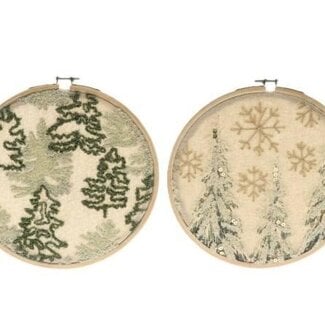 HBXD Kersthanger | Kleur: Groen Wit | Kerstdecoratie | Hoogte 1 centimeter | Diameter 22 centimeter | Assortiment van 2 hangers | Per assortiment