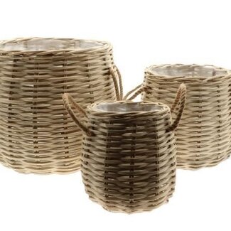 HBXD Set of 3 baskets “Wicker Rope” | Colour: Grey Light Brown | Home decor | Height 49 centimetres | Diameter 50 centimetres | Set of 3 baskets | Per set