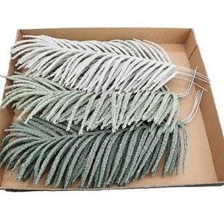 HBXD Decorative Branch “Fancy Leaf” | Colour: Green White | Christmas decoration | Length ±39 centimetres | Per 15 branches
