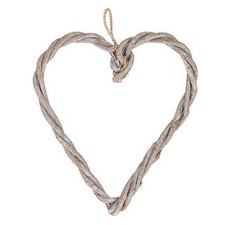 HBXD Heart hanger “Twisted” | Colour: Light grey | Christmas decoration | Length 25 centimetres | Width 25 centimetres | Height 2 centimetres | Per 10 hangers