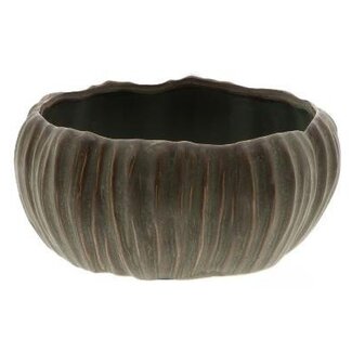 HBXD Bowl with Texture “Chalise” | Colour: Dark Green | Home Decoration | Height 9 centimetres | Diameter 19.5 centimetres | Per 2 bowls