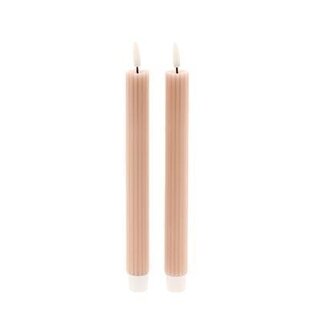HBXD LED Candles with Timer  “Stripe” | Colour: Light Brown | Christmas Decoration | Height 24.5 centimetres | Diameter 2.2 centimetres | Set of 2 | Per 24 Sets