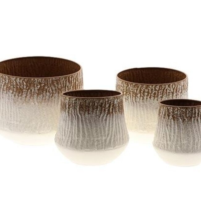Decorative Flower Pot “Lunea” | Colour: Brown | Home Décor | Height 33.5 centimetres | Diameter 47.5 centimetres | Set of 4 pots | Per set