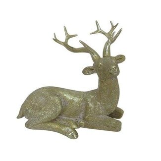 HBXD Lying-Down Deer “Norrin” | Colour: Champagne | Christmas decoration | Length 12 centimetres | Width 12 centimetres | Height 10 centimetres | Pack of 2 deer