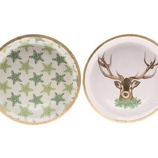 HBXD Teller-Sortiment mit Hirsch und Sternen „Skog" | Farbe: Gemischte Farben | Wohnaccessoires | Höhe 5 Zentimeter | Durchmesser 38 Zentimeter | Sortiment mit 2 Tellern | Pro 2 Sortimente