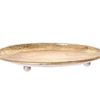 HBXD Footed Plate “Taza” | Colour: Gold | Home Decor | Length 47 centimetres | Width 47 centimetres | Height 4 centimetres | Diameter 47 centimetres | Per 2 plates