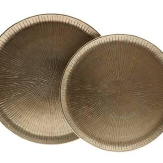 HBXD Serviertablett-Set aus 2 „Sunburst“ | Farbe: Gold | Wohnaccessoires | Durchmesser 44 Zentimeter | Pro 2 Sets