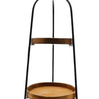 HBXD 2-tier stand “Hijan” | Colour: Black Brown | Home decor | Height 97.5 centimetres | Diameter 40 centimetres | Per 2 tiered stands