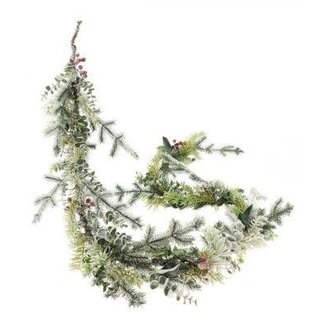 HBXD Christmas garland “Icy Glow” | Colour: Green White | Christmas decoration | Length 200 centimetres | Width 8 centimetres | Height 5 centimetres | Pack of 2 garlands