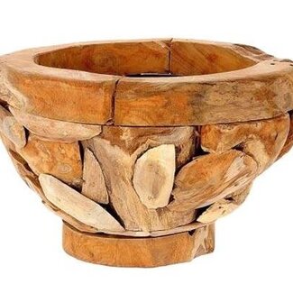 HBXD Teak Decorative Pot "Mangkok” | Colour: Brown | Home decoration | Height 35 centimetres | Diameter 60 centimetres | Per pot