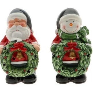 HBXD Weihnachtsmann und Schneemann | Farbe: Rot | Weihnachtsdekoration | Länge 13 Zentimeter | Breite 11 Zentimeter | Höhe 22 Zentimeter | Set aus 2 | Pro 2 Sets