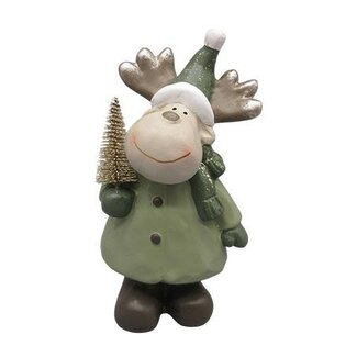 HBXD Deer Decoration with Christmas Tree “Cheer” | Colour: Green | Christmas decoration | Length 11 centimetres | Width 8.5 centimetres | Height 21 centimetres | Per 2 deer